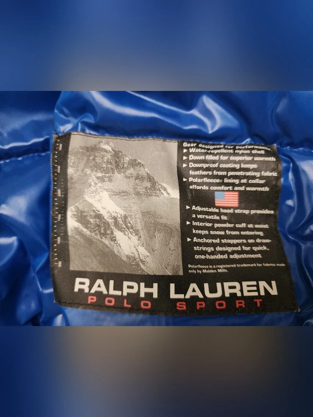 Vintage Polo Sport Ralph Lauren Men's L Glossed 80% Down Snow Jacket NO HOOD